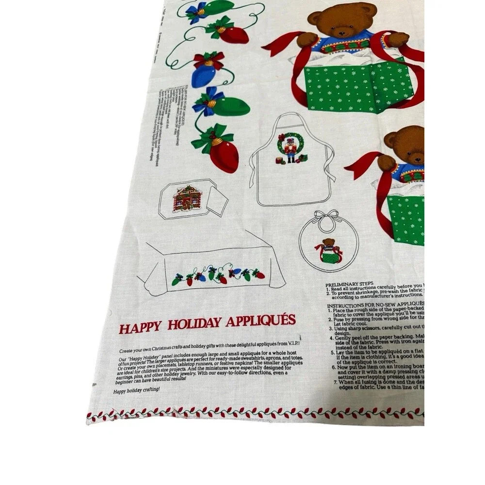 VIP Cranston Happy Holiday Appliques Christmas Fabric Panel Bear Gingerbread